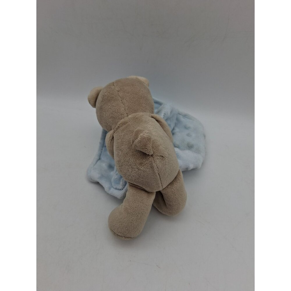 Carters Child of Mine Bear Plush Blue Lovey Minky Dots Rattle Security Blanket - Picture 3 of 7